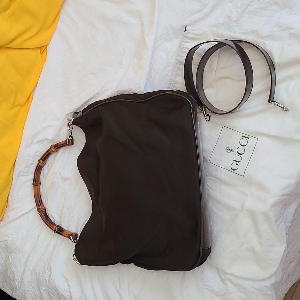 [Sold]Gucci bamboo nylon crossbody bag